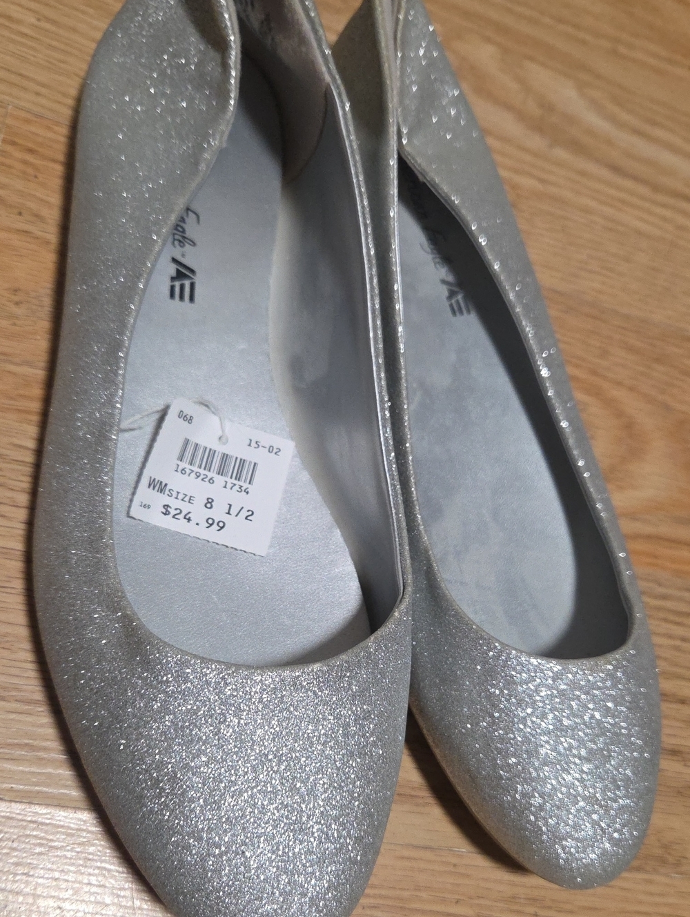 New American Eagle Silver Glittery Sparkling Women’s Ballet Flats Size 8.5